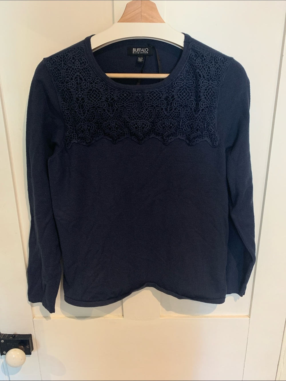 Buffalo David Bitton Navy Lace Yoke Pullover